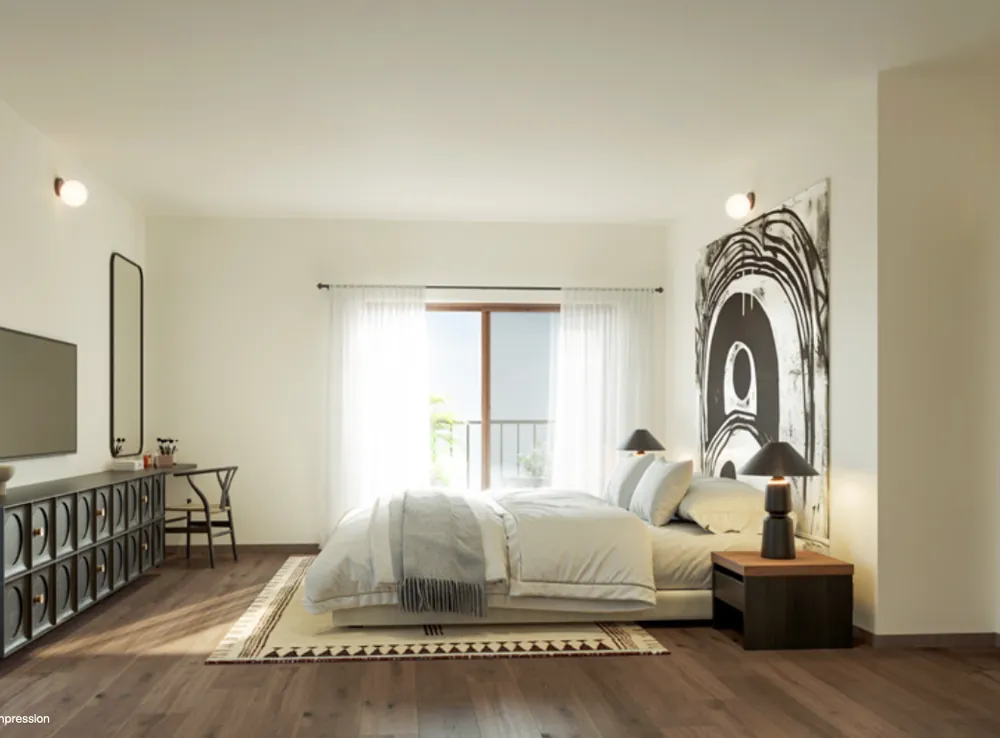 Indicative master bedroom interior in the Assetz design and finish style, not a confirmed Assetz Mizu and Ki render
